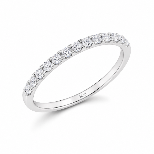 American Diamond Silver Band Ring - ZILVARA